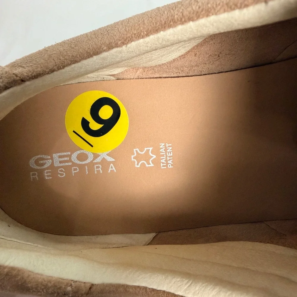 Geox Respira Taupe Suede Satin Ribbon Lace Studded Sneakers Womens 9 39